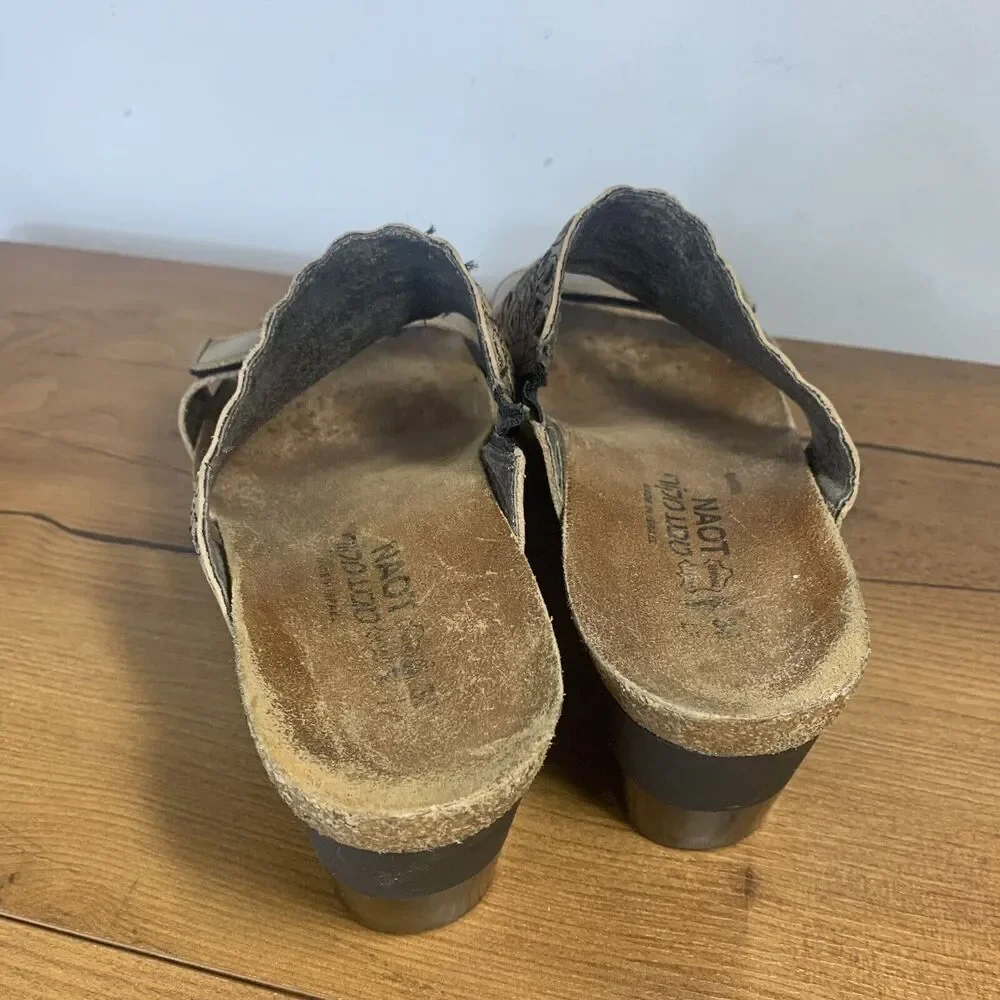 NAOT Tan Leather Slip On Wedge Sandals Size 38 / 8